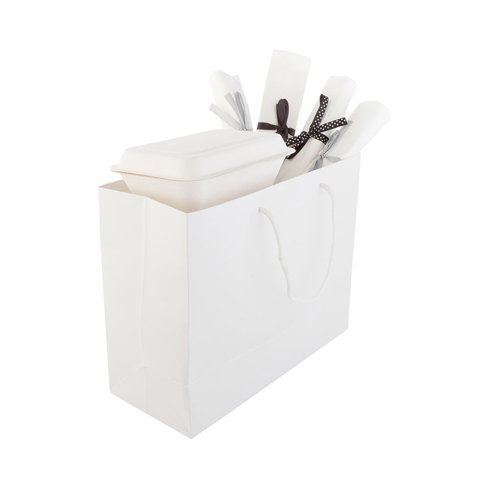 Paper Take-Out Bags Rope Handles Rectangle White x