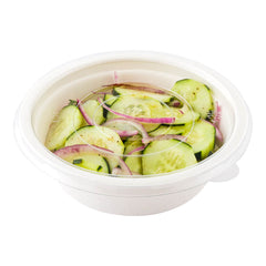 Pulp Safe Round Clear Plastic Flat Lid - Fits 18 oz Bagasse Salad Bowl - 100 count box