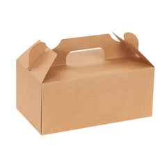 Bio Tek Rectangle Kraft Paper Cake / Lunch Box - with Secure Tab Handle - 10 1/4
