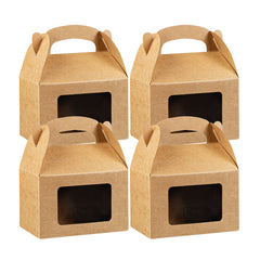 Bio Tek Kraft Paper Gable Box / Lunch Box - Greaseproof, with Window - 4