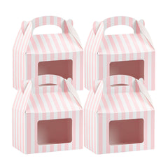 Bio Tek Pink & White Stripe Paper Gable Box / Lunch Box - with Window - 4