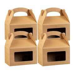 Bio Tek Kraft Paper Gable Box / Lunch Box - Greaseproof, with Window - 6