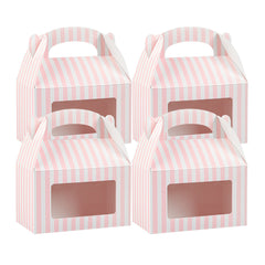 Bio Tek Pink & White Stripe Paper Gable Box / Lunch Box - with Window - 6
