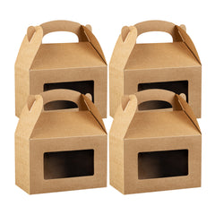Bio Tek Kraft Paper Gable Box / Lunch Box - Greaseproof, with Window - 8 1/2