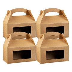 Bio Tek Kraft Paper Gable Box / Lunch Box - Greaseproof, with Window - 9 1/2