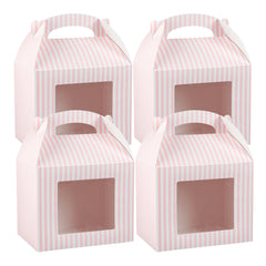 Bio Tek Pink & White Stripe Paper Gable Box / Lunch Box - with Window - 10