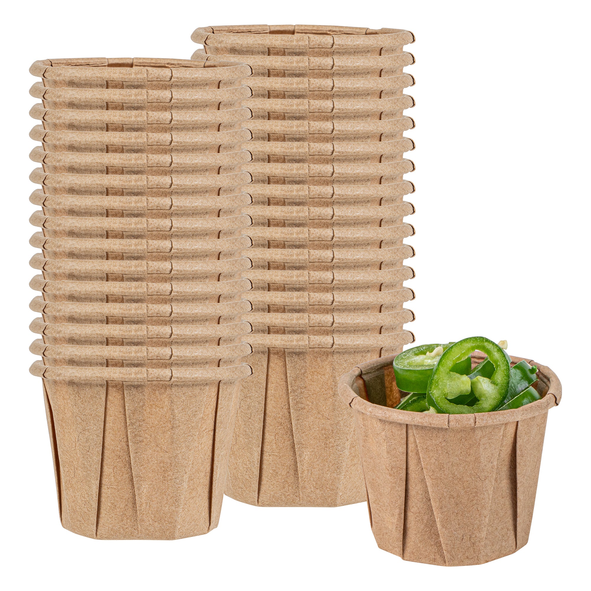 Kraft Paper Portion Pots / Soufflé Sauce Cups - Compostable Ramekins 2oz, 4oz, 6oz, 7oz