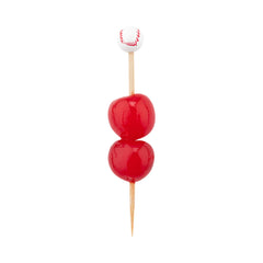 White and Red Bamboo Baseball Skewer - Hand-Painted - 4