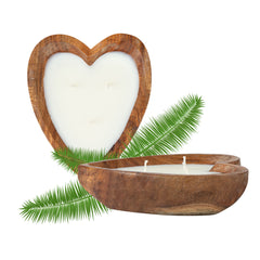 Coco Casa Handmade Wood Heart Dough Bowl Candle - Sandalwood and Shea - 7