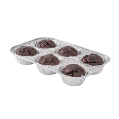 Pastry Tek Silver Aluminum Cupcake / Muffin Pan - 6-Compartment - 9 1/2