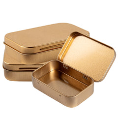 RW Base 4 oz Rectangle Gold Tin Container - with Hinged Lid - 100 count box