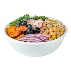 18 oz Round White Plastic Salad Bowl - 6