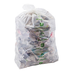 Basic Nature 55 gal Clear Plastic Trash Can Liner - Biodegradable, Compostable - 100 count box
