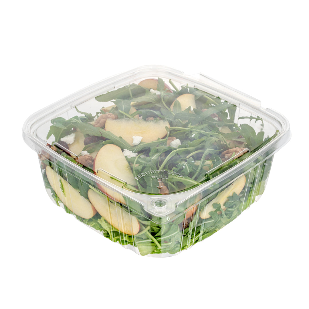 Restaurantware Tamper Tek 64 Ounce Take Out Containers 100 Tamper-Evident Deli Containers - Hinged Lid Freezable Clear Plastic Meal Prep Containers