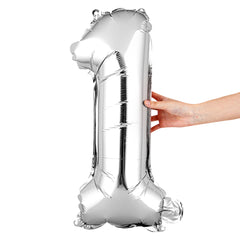 Balloonify Silver Mylar Number 1 Balloon - 16