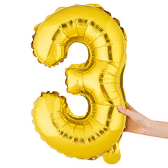 Balloonify Gold Mylar Number 3 Balloon - 16
