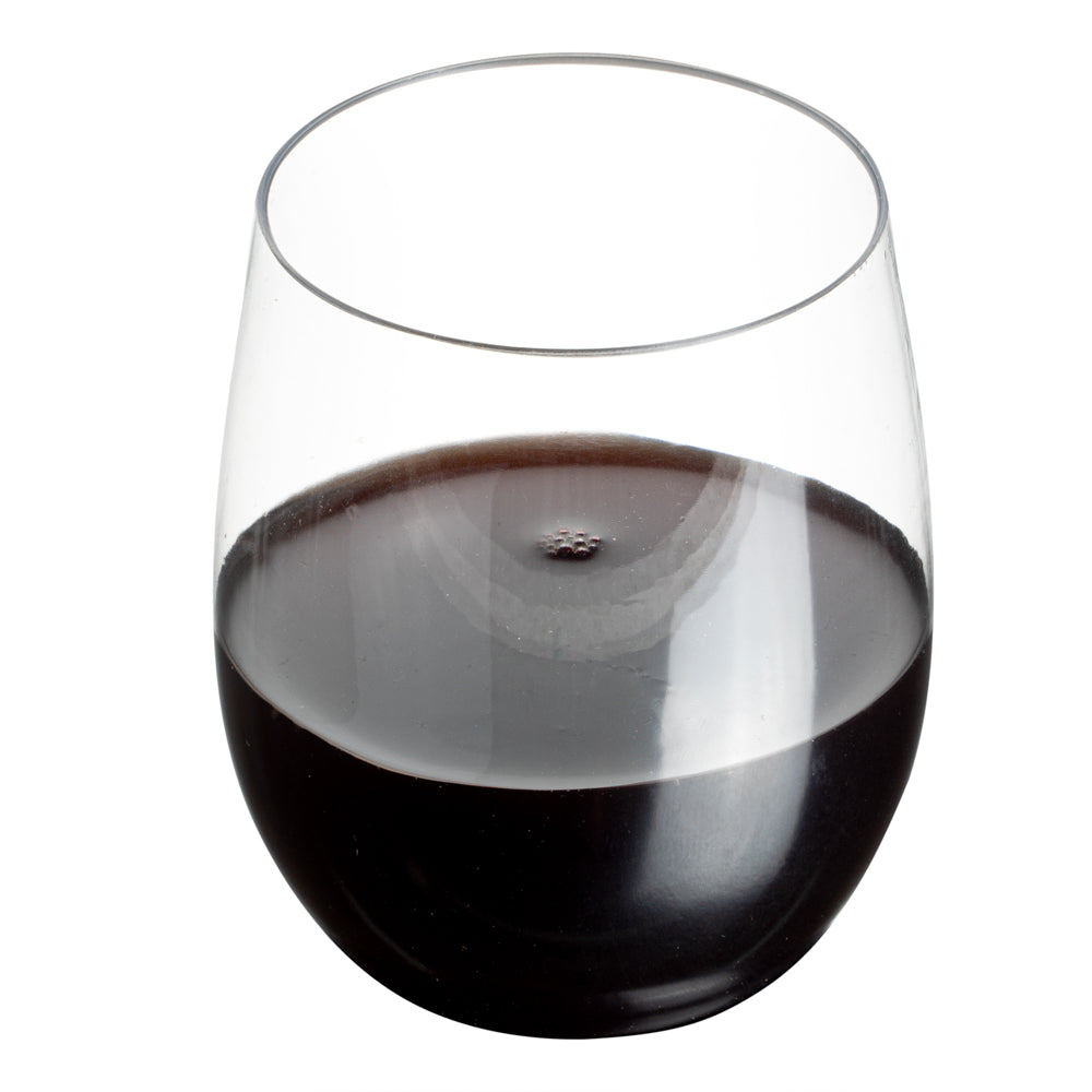 Bev Tek 12 oz Clear Plastic Stemless Wine Glass - 2 1/2 inch x 2 1/2 inch x 3 1/2 inch