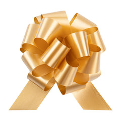 Gift Tek Gold Plastic Flora Satin Pull Bow - 5 1/2