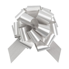 Gift Tek Silver Plastic Flora Satin Pull Bow - 5 1/2