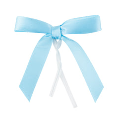 Gift Tek Light Blue Polyester Satin Twist Tie Bow - Pre-Tied - 3