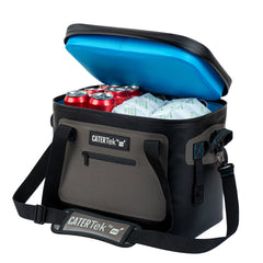 Cater Tek Black and Gray Insulated Soft Cooler - Holds 30 Cans, with Bottle Opener - 18 1/2