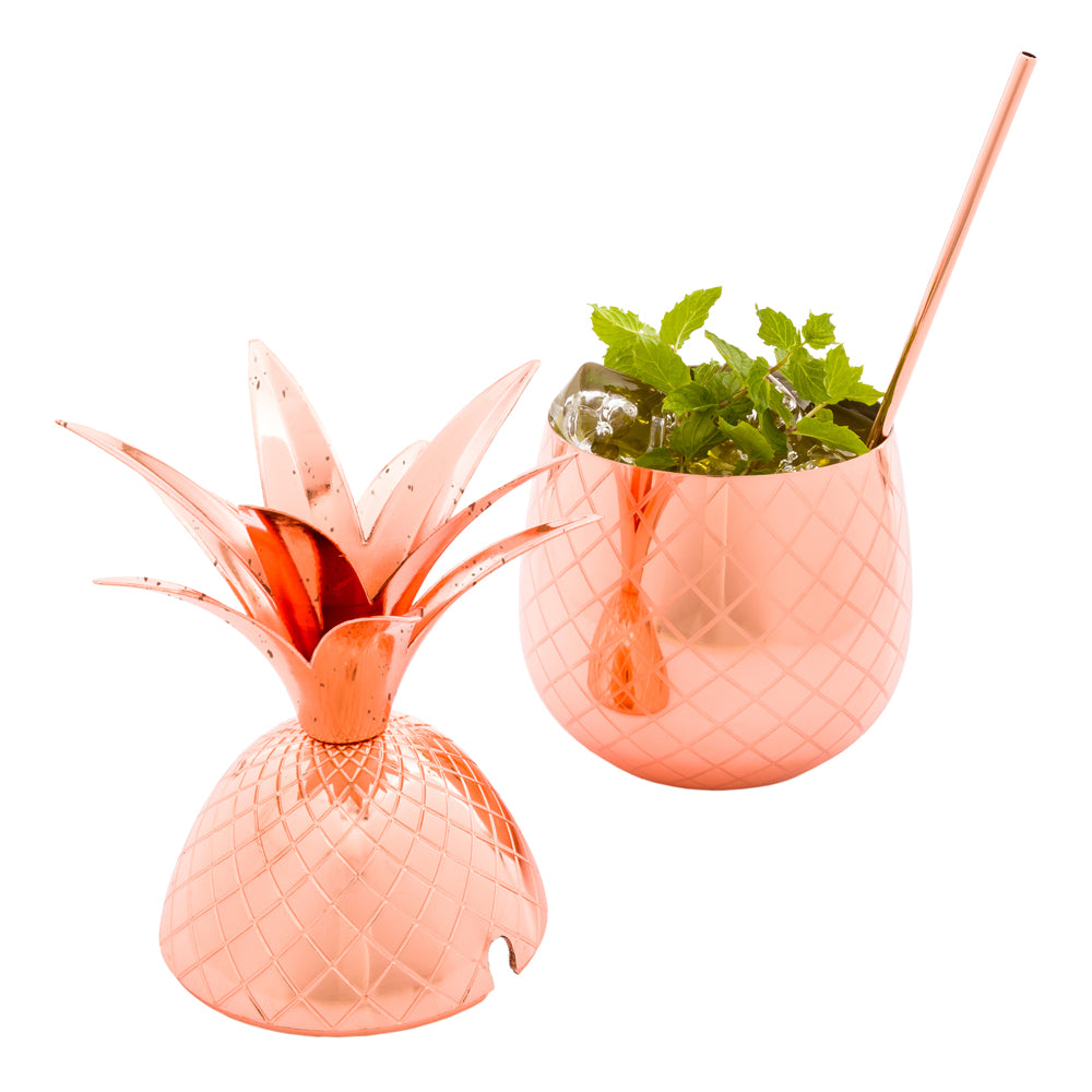 copper pineapple plant pot Bar Lux 24 oz Antique Stainless Steel Pineapple Tumbler - 4 1/4 inch x 4 1/4 inch x 9 1/4 inch