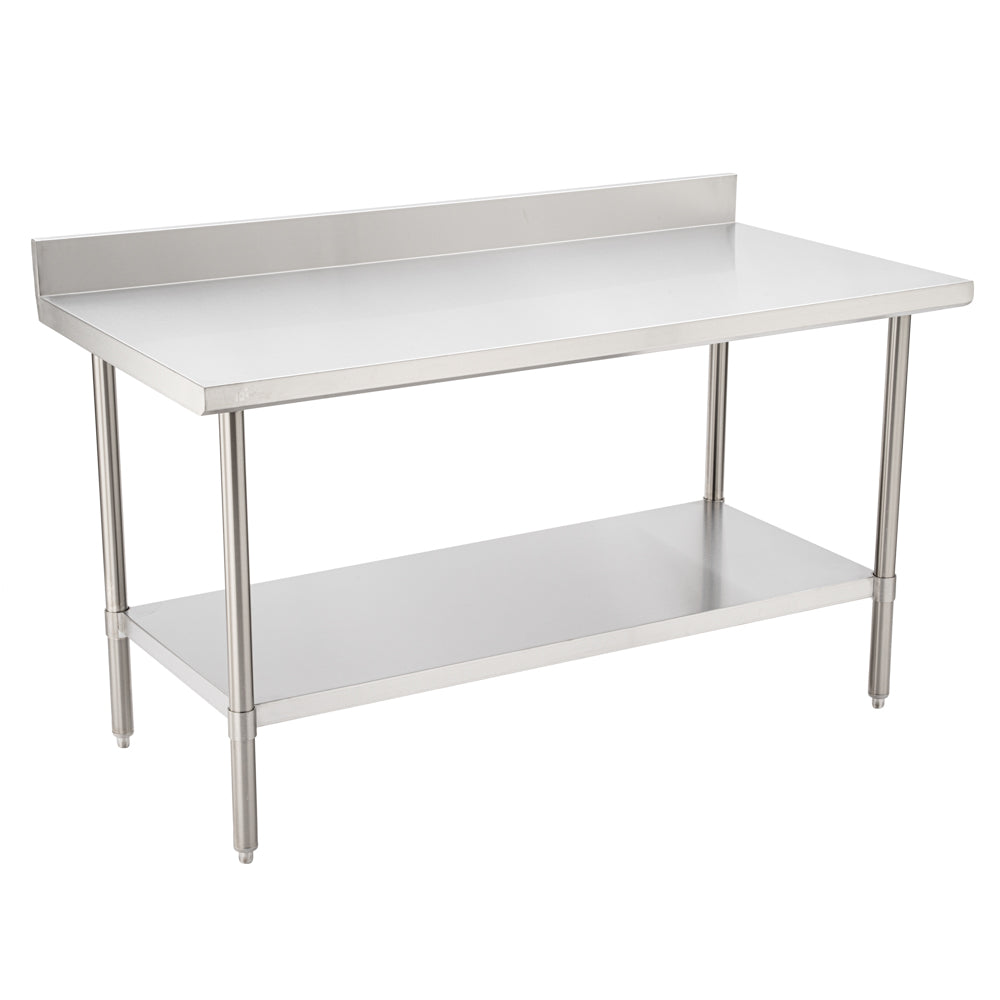 Stainless Steel Commercial Work Table With 12" Deep Left Side Sink – 30"x96", 16 Gauge Type 304, 4" Backsplash
