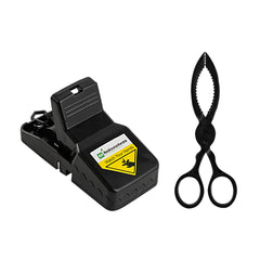 Pest Tek Black Plastic 8 Mouse Trap Set - with 2 Clamps, Interlocking Teeth, Reusable - 4 1/2