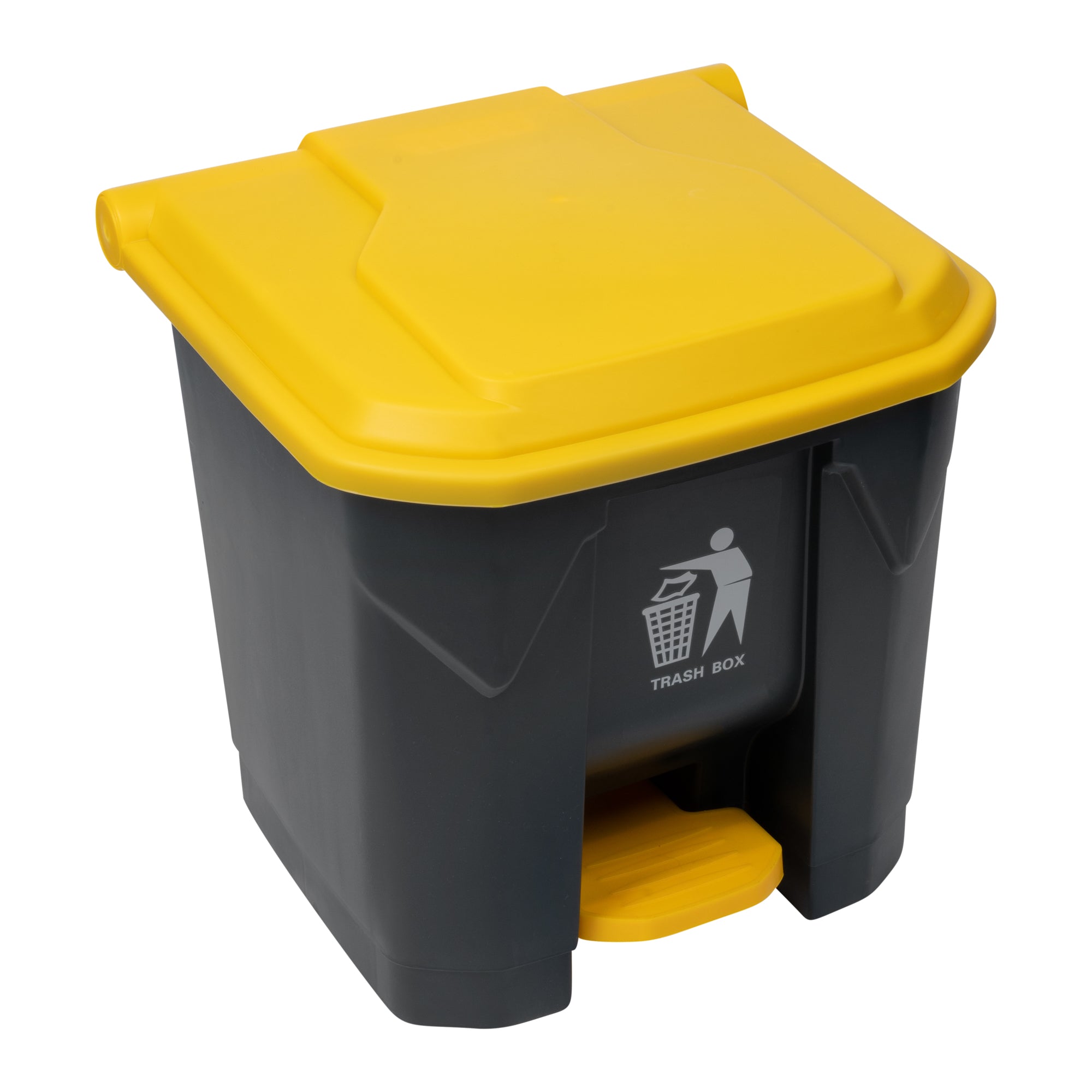 garbage bin with pedal RW Clean 8 gal Dark Gray Plastic Step-On Trash Can - 17" x 15 3/4" x 17 1/4"