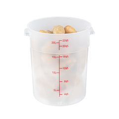 Met Lux 22 qt Round Translucent Plastic Food Storage Container - with Red Volume Markers - 12 1/4