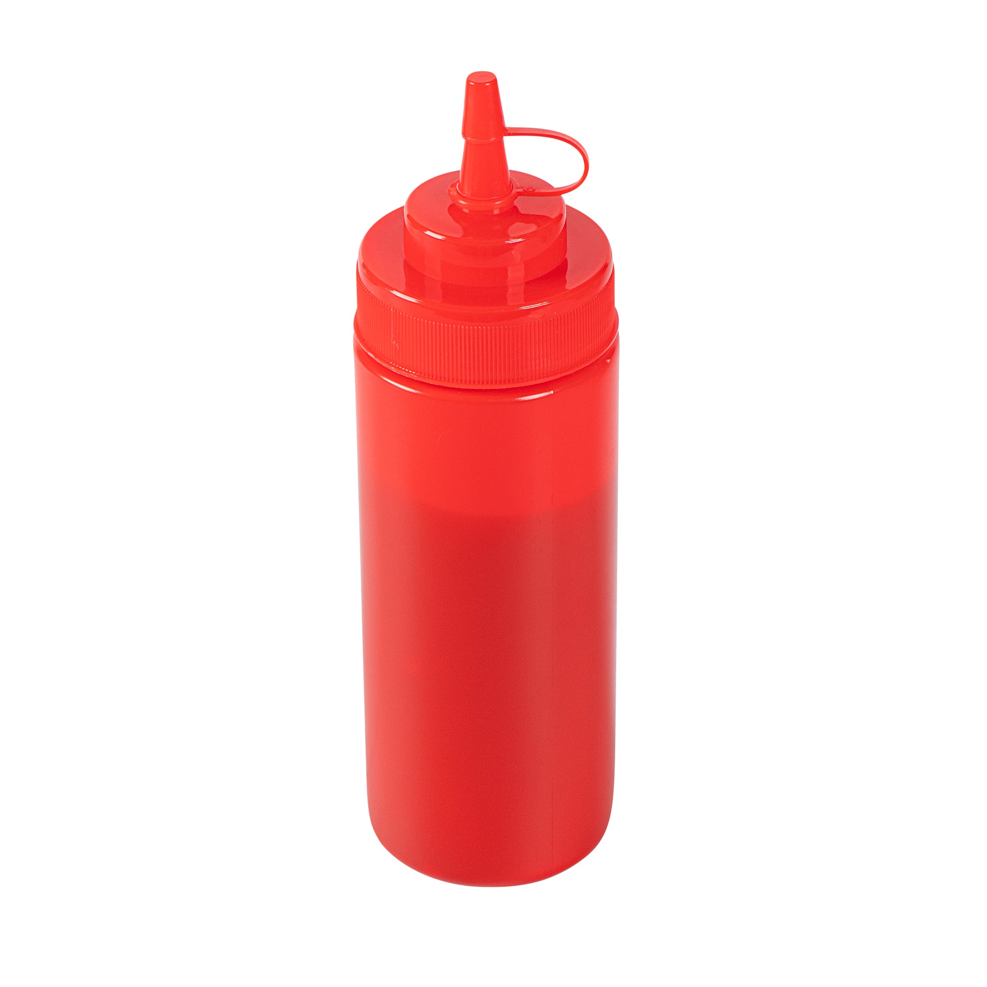 Restaurantware Plastic Squeeze Bottle 12 oz Wide Mouth Condiment Bottle With Cap Reusable Dishwashable Red Sauce Dispenser For Syrups, Ketchup, Mustar