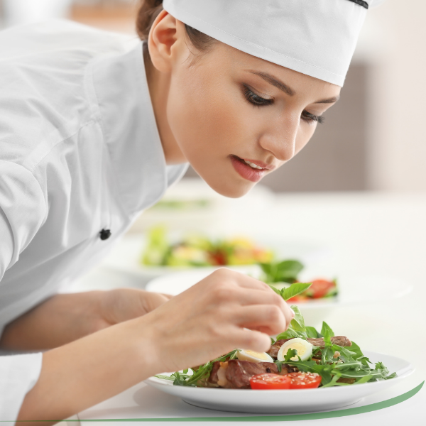 Chef working on a dish