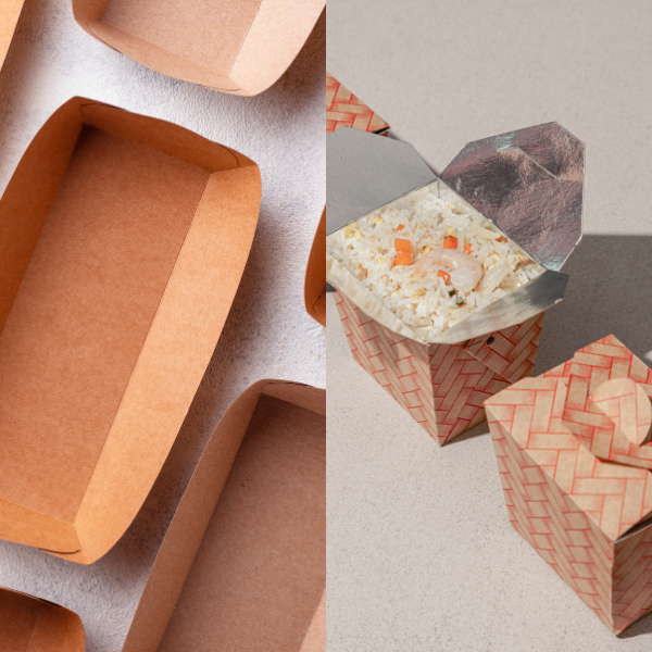 food trays and food takeout boxes