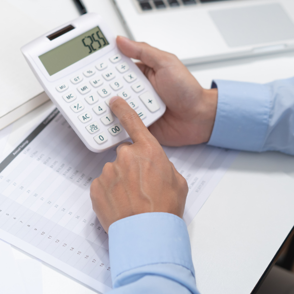 person using a calculator