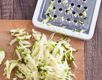 grated vegetable along with the grater