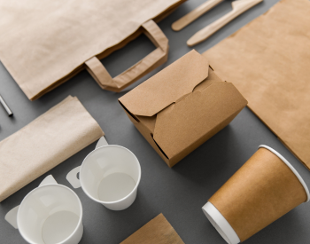 packaging boxes and containers along with cups, straws and bags