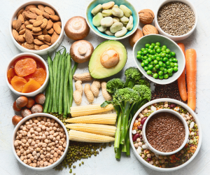 vegetables, nuts and fruits