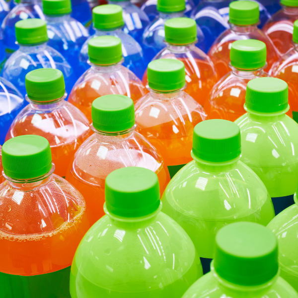 Beverages with bottle containers