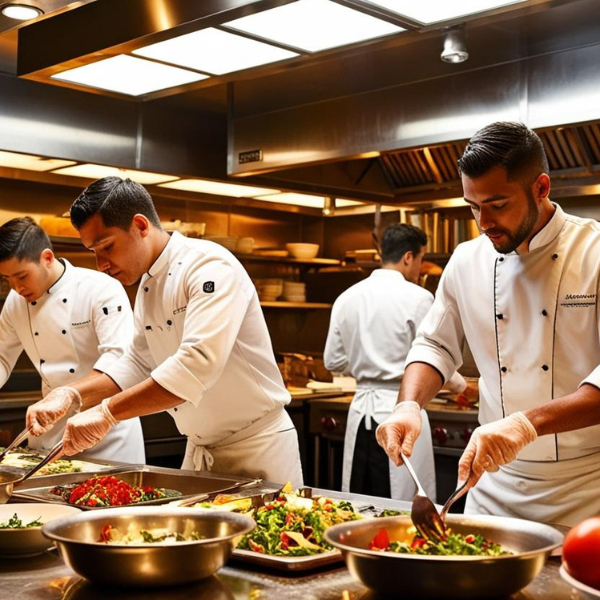 Chefs working in the kitchen