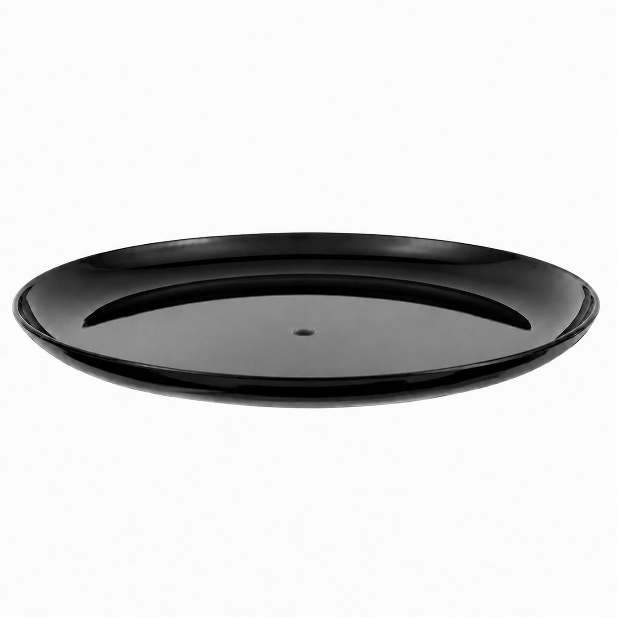 Maxi Serve 100 Round Black 7" Plastic Medium Elegant Plates and 100 Moderna Silver Plastic Cutlery Sets