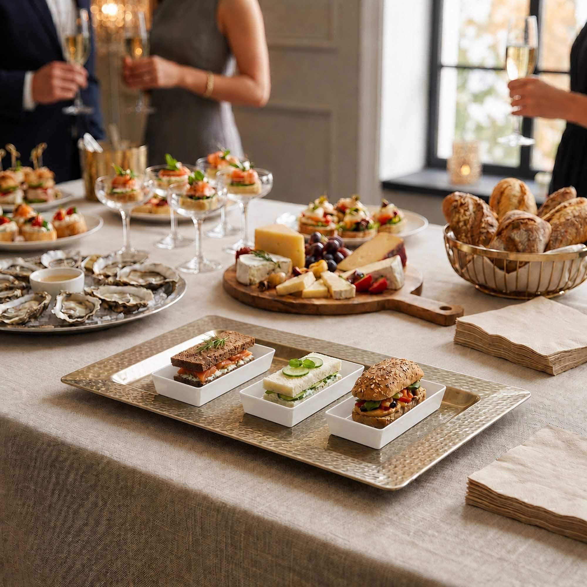 Mini Serve 100 Rectangle White 5.2" Plastic Modern Plates and 100 Silver Plastic 4" Mini Forks