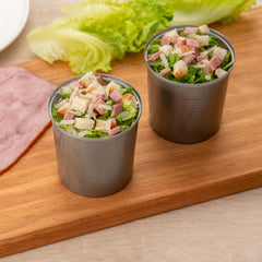 Mini Serve 100 4 oz Round Silver Plastic Tin Cans and 100 Silver Plastic 4