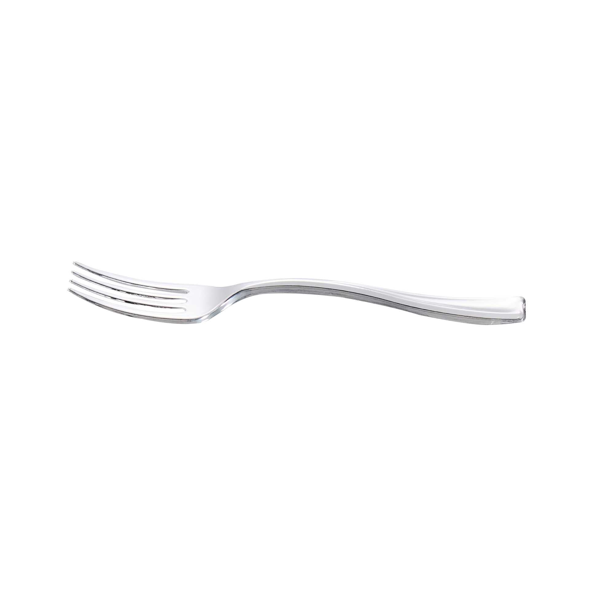 Mini Serve 100 5 oz Clear Plastic Mini Heart Cups and 100 Silver Plastic 4" Mini Forks