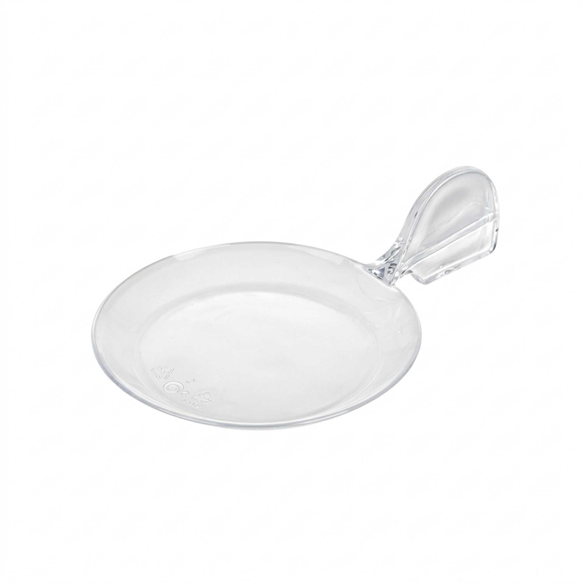 Mini Serve 100 Clear 3.7" Plastic Fish Tasting Plates and 100 Silver Plastic 4" Mini Spoons