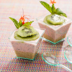 Mini Serve Bundle: 100 2 oz Square Seagreen Plastic Mini Kova Cups with 100 Silver Plastic 4