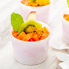 Mini Serve 100 6 oz Round White Plastic Cylindro Cups and 100 Silver Plastic 4