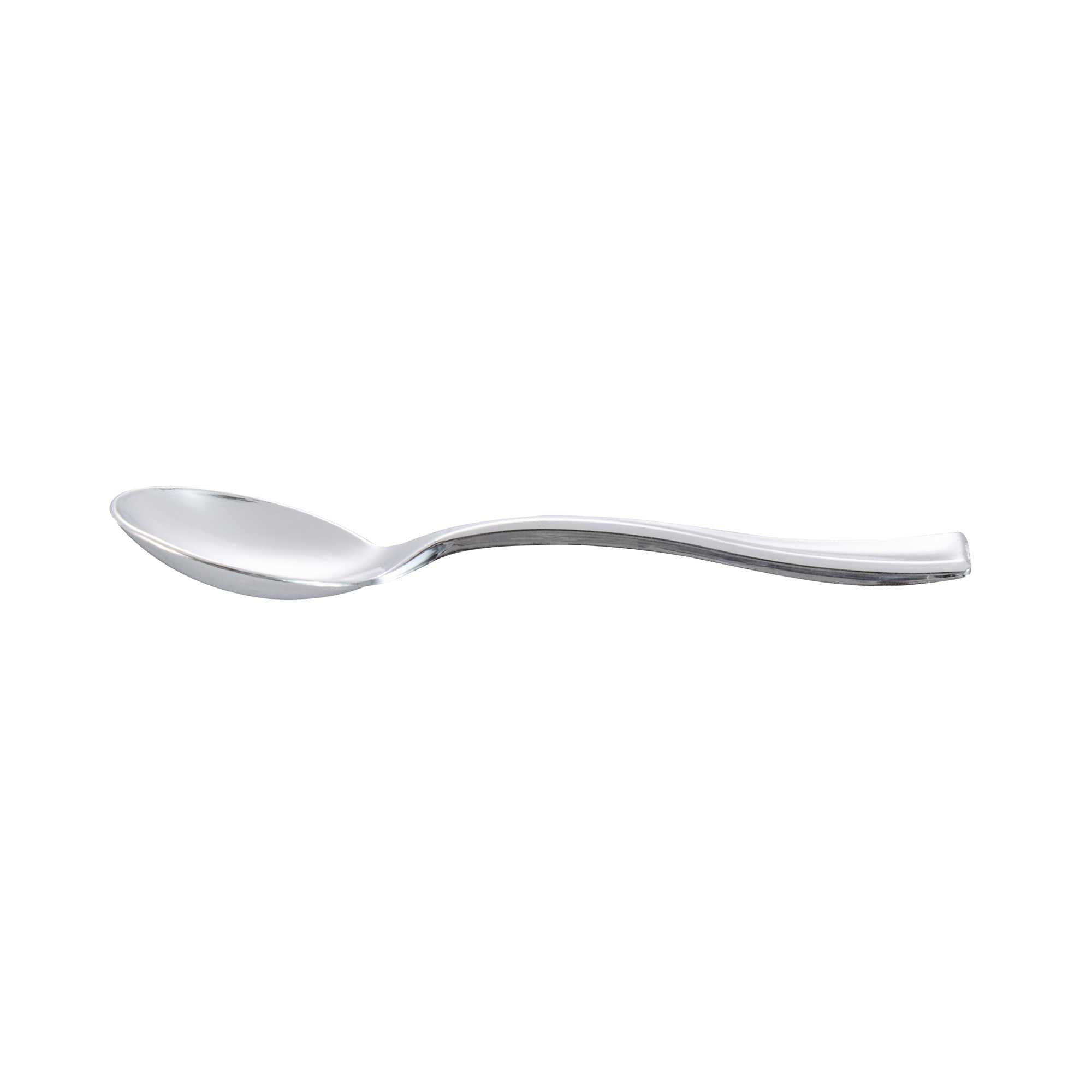 Mini Serve 100 5 oz Clear Plastic Mini Heart Cups and 100 Silver Plastic 4" Mini Spoons