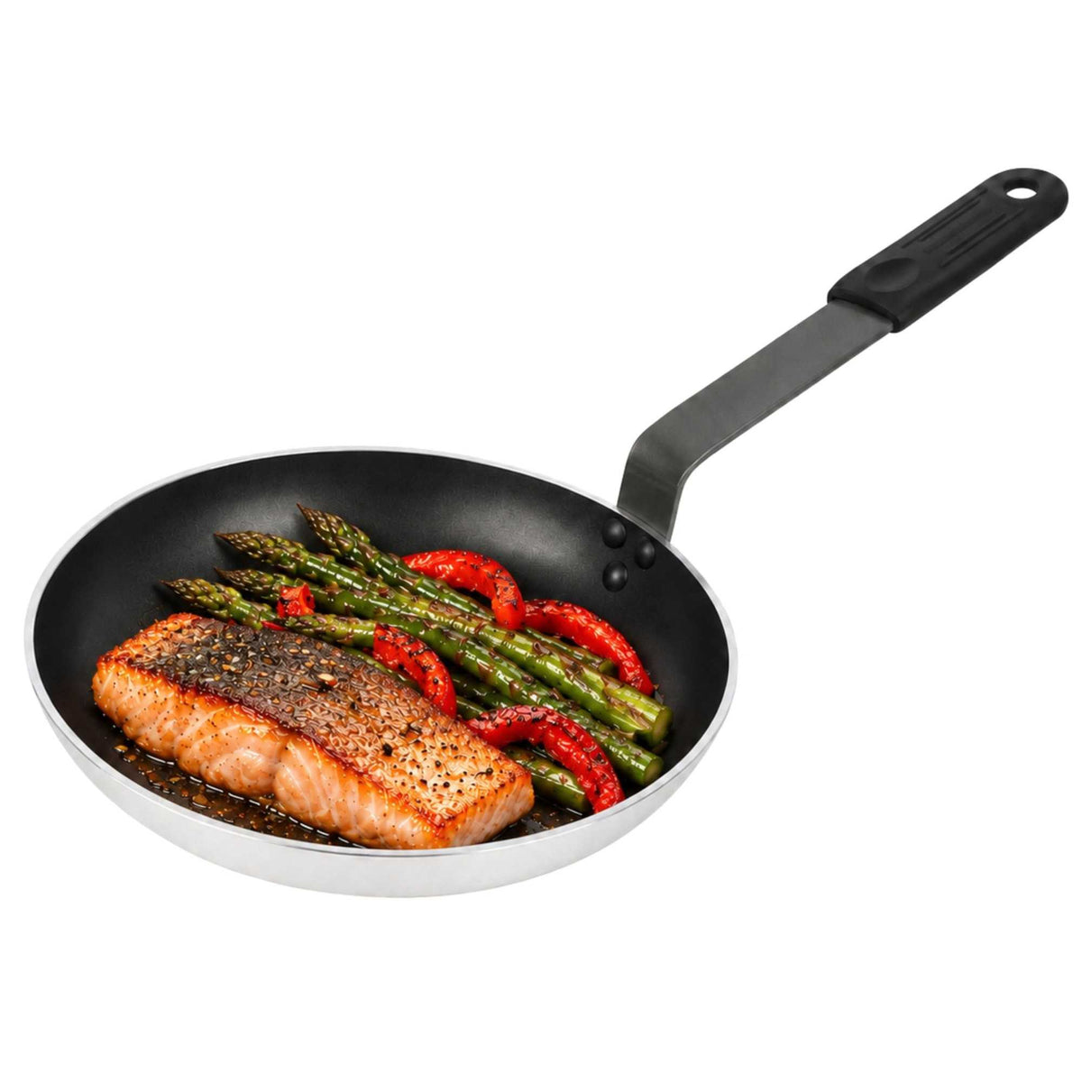Met Lux 1 Aluminum 11" Induction Ready Fry Pan and 1 Black Silicone Pan Handle Sleeve