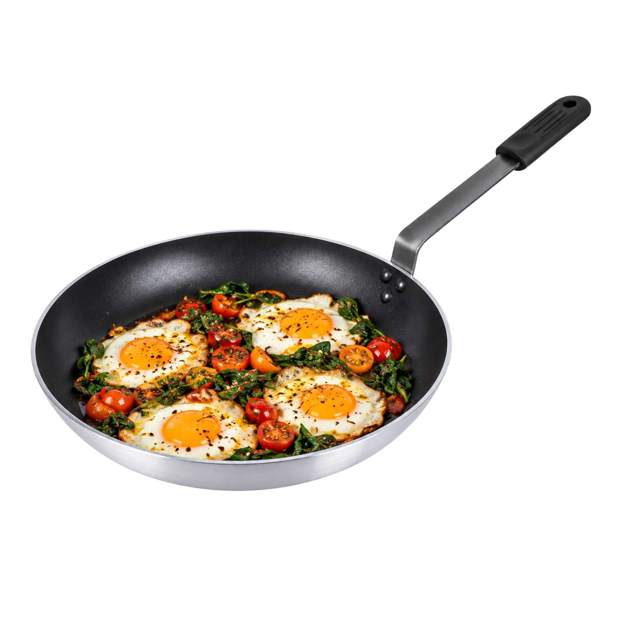 Met Lux 1 Aluminum 13" Induction Ready Fry Pan and 1 Black Silicone Pan Handle Sleeve