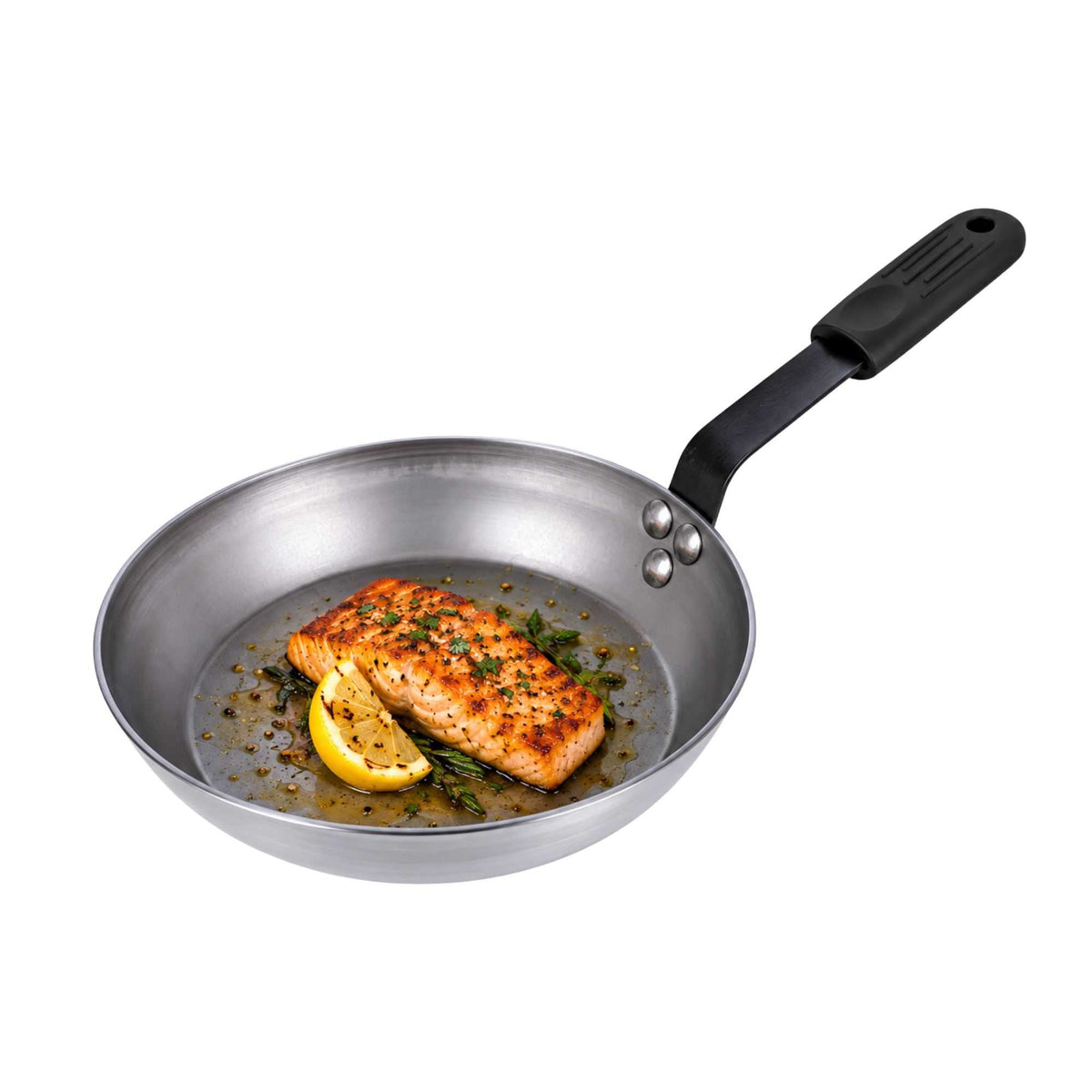 Met Lux 1 Carbon Steel 8" Non-Stick Fry Pan and 1 Black Silicone Pan Handle Sleeve